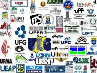 Logotipos de faculdades famosas como Estácio e UNIP ao lado de um diploma superior original registrado.