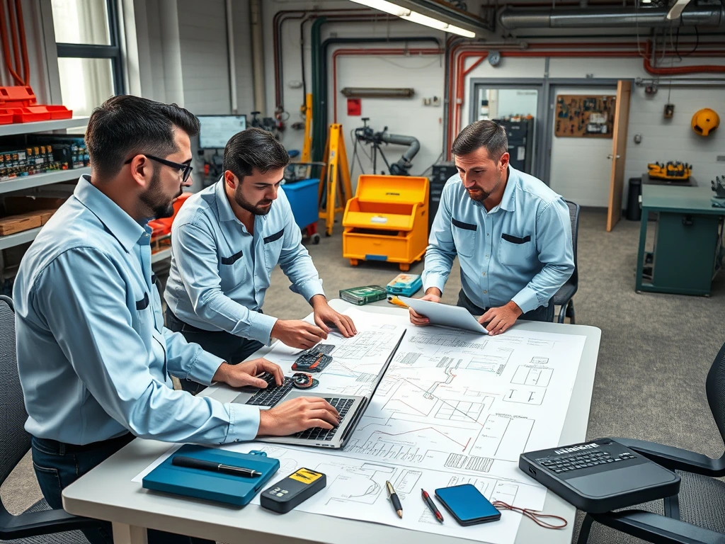 Imagem de engenheiros elétricos trabalhando no projeto.