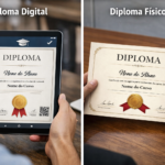 Comparativo entre diploma digital XML e físico em papel moeda com registro oficial